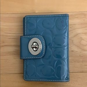 Coach Blue Embossed Wallet with Turn-Lock Closure